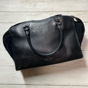 Coach 40862 Black Mixed Leather Suede Drew Satchel